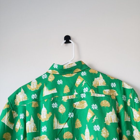 Notre Dame Fighting Irish Button Up Shirt Mens Medium Green Uscape USA NWT - Picture 6 of 13